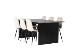 Venture Home Spisegrupper-Vail Matgruppe 200 cm Rektangulær med 6 Polar stoler Beige,Svart