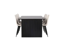 Venture Home Spisegrupper-Vail Matgruppe 200 cm Rektangulær med 6 Polar stoler Beige,Svart