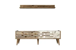 Tv-Møbelsett-Valensiya TV-møbelsett 140x45 cm Valnöt,Hvit,Marmor