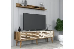 Tv-Møbelsett-Valensiya TV-møbelsett 140x45 cm Valnöt,Hvit,Marmor