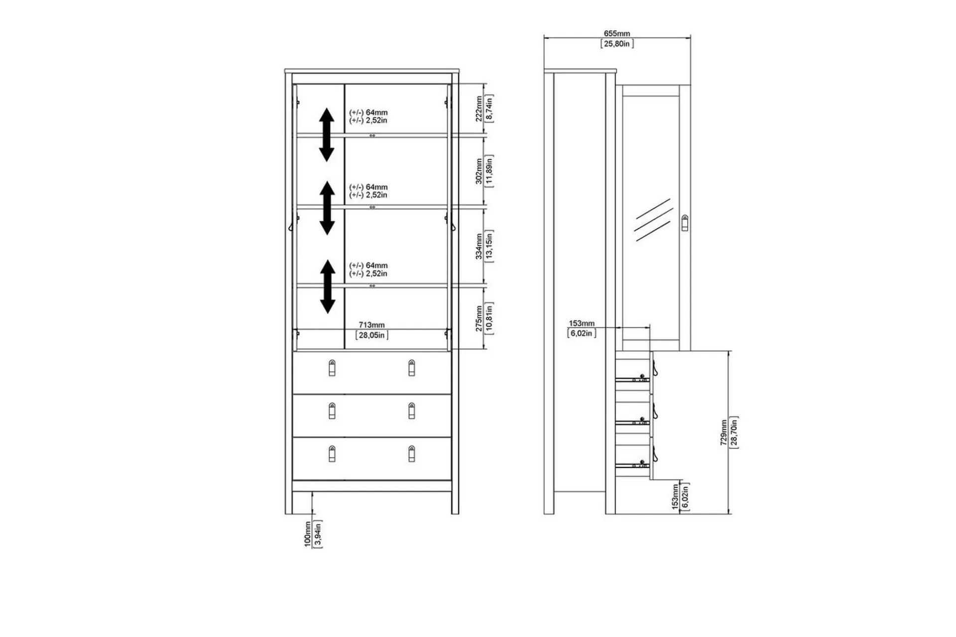 Scandinavian Choice Vitrineskap|Skap-Vallvidera Vitrineskap 78,05x199 cm Svart