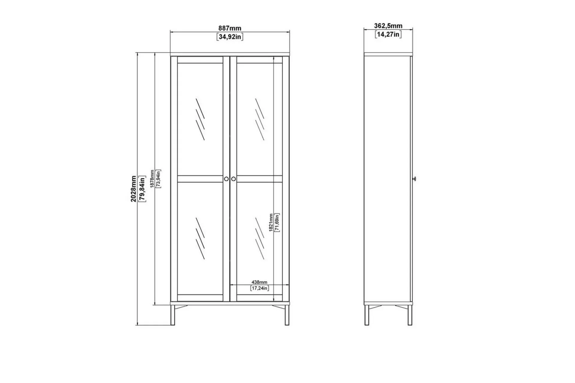 Tvilum Valnorin Vitrineskap 89x203 cm