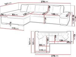 Vananda Sofa med sjeselong 4-seter