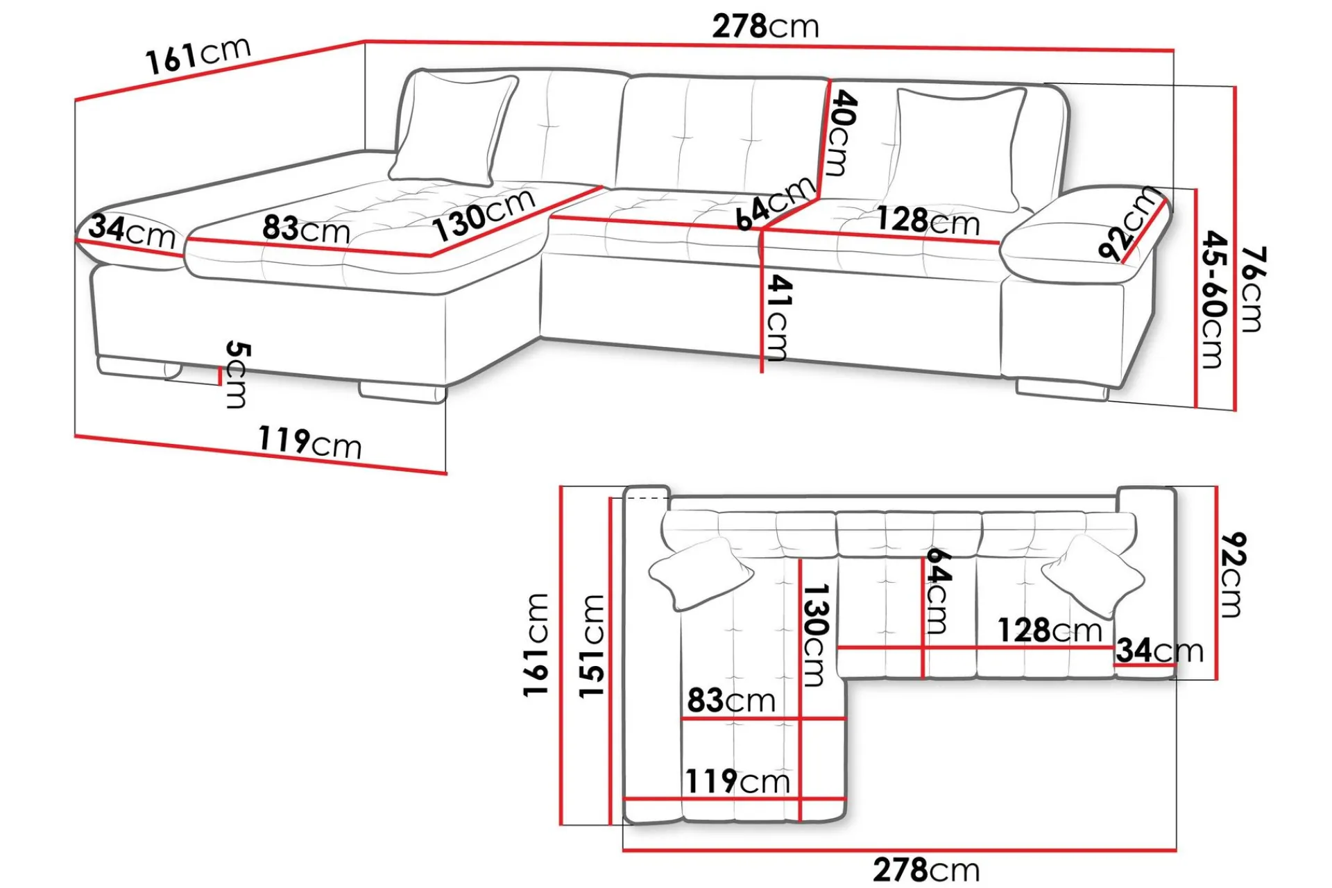 Sofa Med Sjeselong-Vananda Sofa med Sjeselong 3-seter Orange