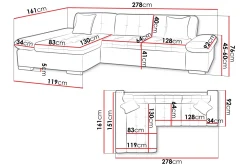 Vananda Sofa med Sjeselong 3-seter i Kunstlær