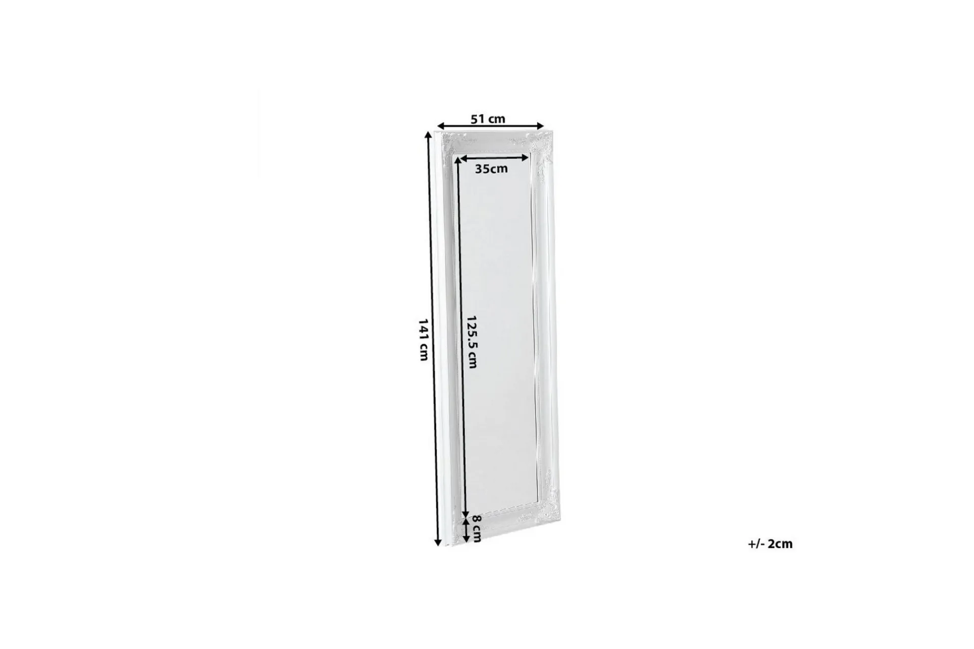Veggspeil|Helkroppsspeil-Vars Speil 51 cm Hvit