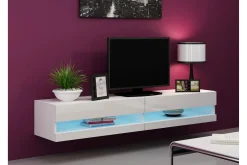 Tv-Benk & Mediabenk-Vasil TV-benk 180 cm Åpen Hylle Hvit høyglans uten LED,Hvit