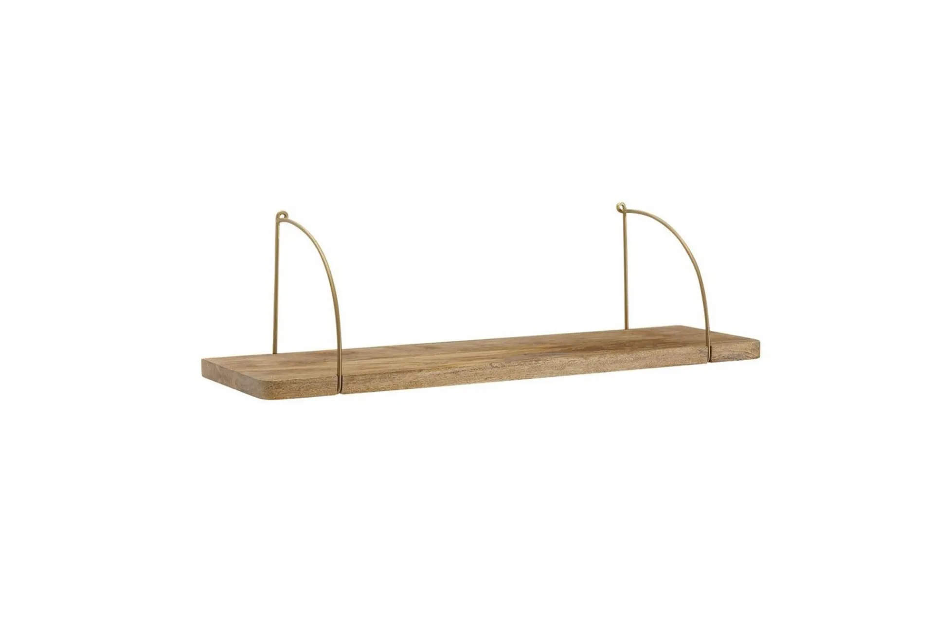 Wohnling Vegghylle-Vegghylle massivt tre, metall hylle for oppheng, industriell loftstil 60 cm Brun,Gull