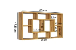 Wohnling Vegghylle PAOLA melaminbelagt MDF, oppbevaringshylle, veggmontert, moderne stil Bøk