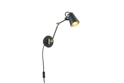 Trio Lighting Nattbordslampe|Soveromslampe-Vegglampe TRIO Edward Kullgrå,Gull
