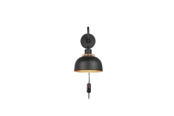 Trio Lighting Nattbordslampe-Vegglampe TRIO Punch Svart,Gull