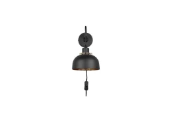 Trio Lighting Nattbordslampe-Vegglampe TRIO Punch Svart,Gull