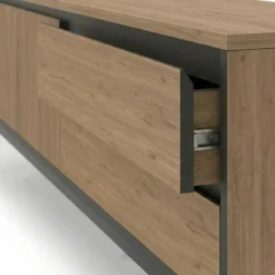 Tv-Benk & Mediabenk-Velar TV-benk 180x55x40 cm naturlig eik, tre svart, svart