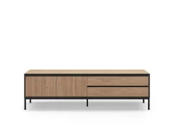 Tv-Benk & Mediabenk-Velar TV-benk 180x55x40 cm naturlig eik, tre svart, svart