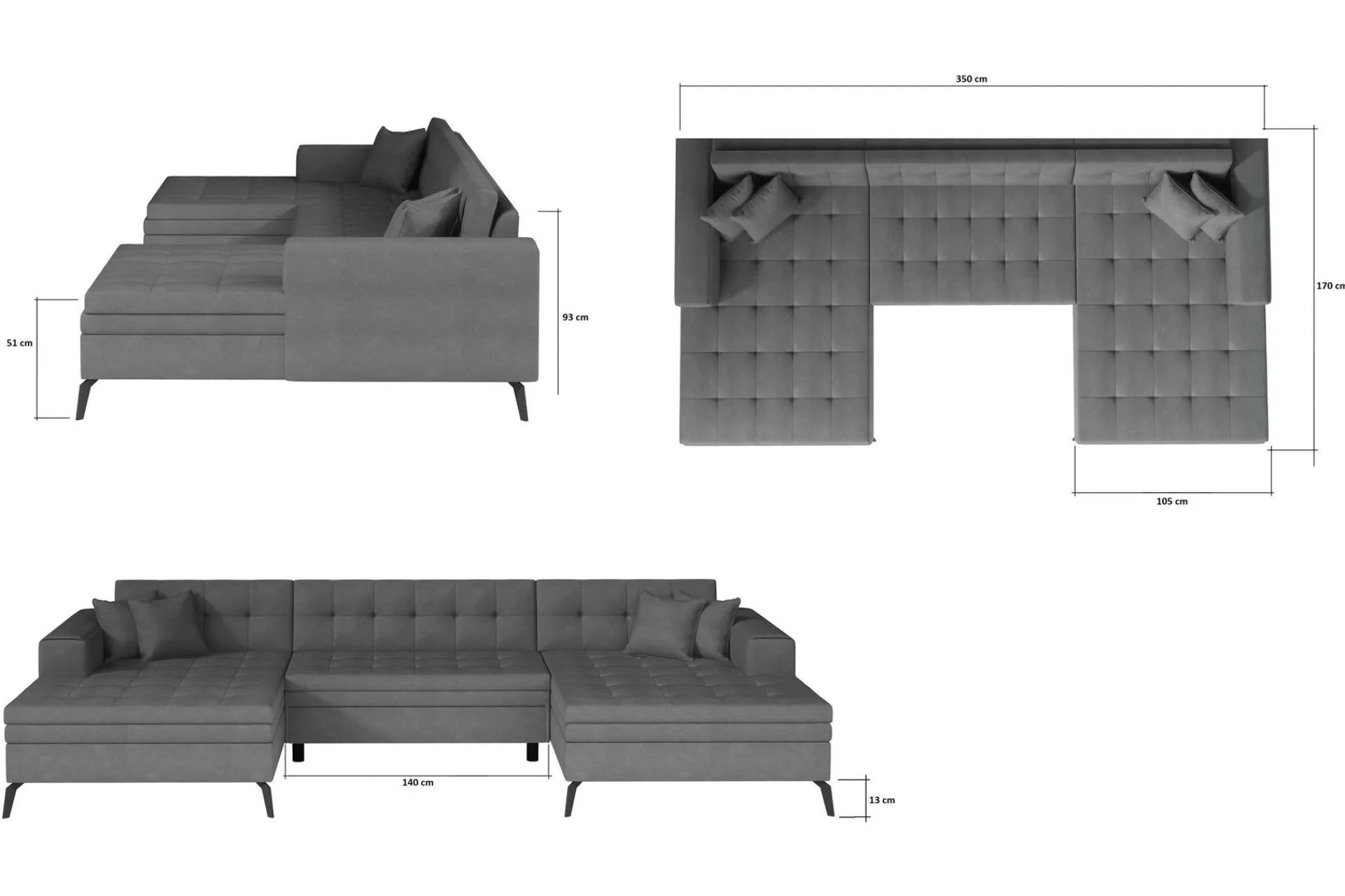 Velour Sofa & Fløyel Sofa-Vertizo Hjørnesofa Turkis