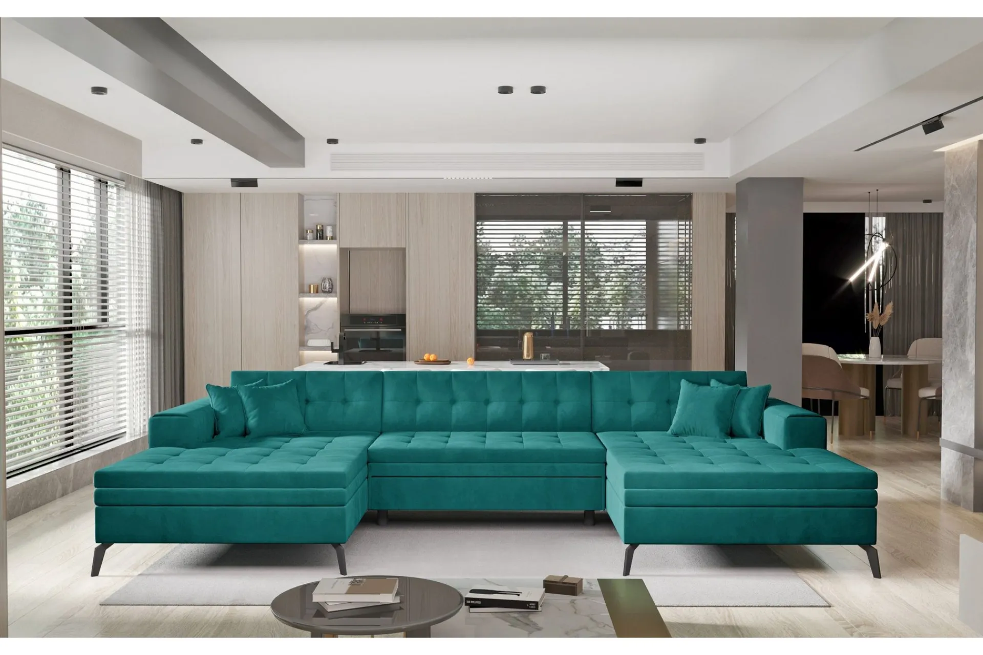 Velour Sofa & Fløyel Sofa-Vertizo Hjørnesofa Turkis