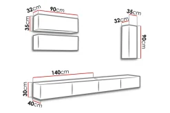 Tv-Møbelsett-Vigo TV-møbelsett 280x40x180 cm Svart,Hvit