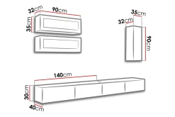 Vigo TV-møbelsett 210x40x180 cm