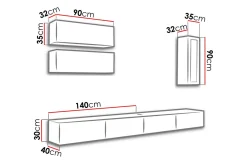 Vigo TV-møbelsett 280x40x180 cm
