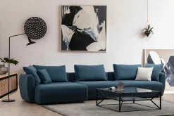 Sofa Med Sjeselong-Viimse Sofa med Divan 3-seter Blå