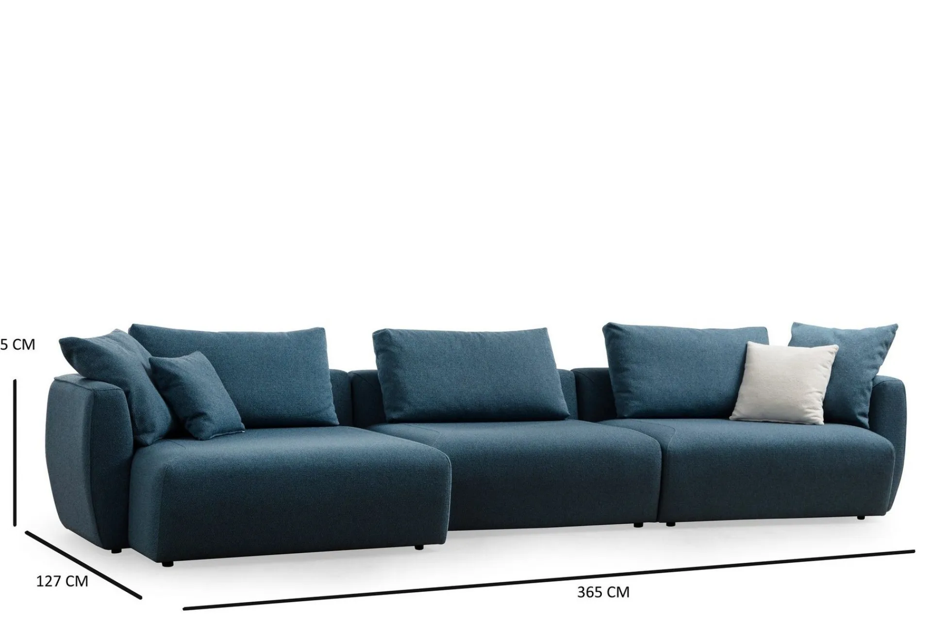 Sofa Med Sjeselong-Viimse Sofa med Divan 3-seter Blå