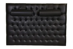 Sengetilbehør & Sengegavl-Vintage Sengegavl 210 cm Bonded Lær Svart