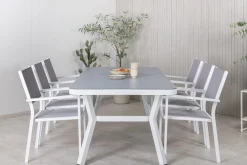 Venture Home Spisegrupper Hage-Virya Spisegruppe 200cm+6 Copacabana Stablebare Stoler Hvit/ Hvit/Grå