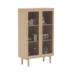 Vitrineskap|Skap-Vitrineskap HOME4YOU Hansen 90x40x150 cm Melamin Beige