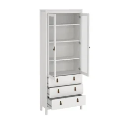 Tvilum Vitrineskap Madrid med 2 glassdører 3 skuffer 78x199 cm
