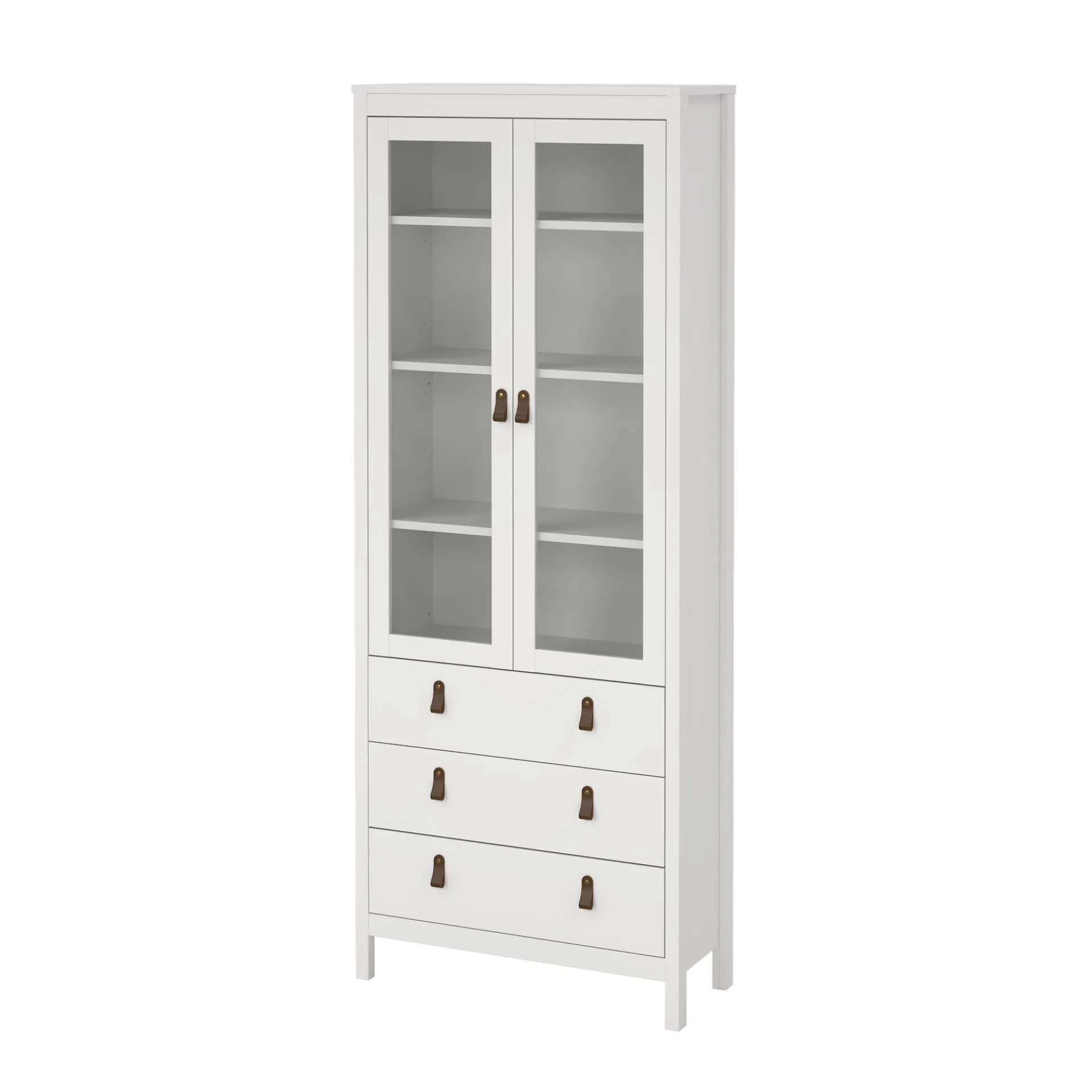 Tvilum Vitrineskap Madrid med 2 glassdører 3 skuffer 78x199 cm