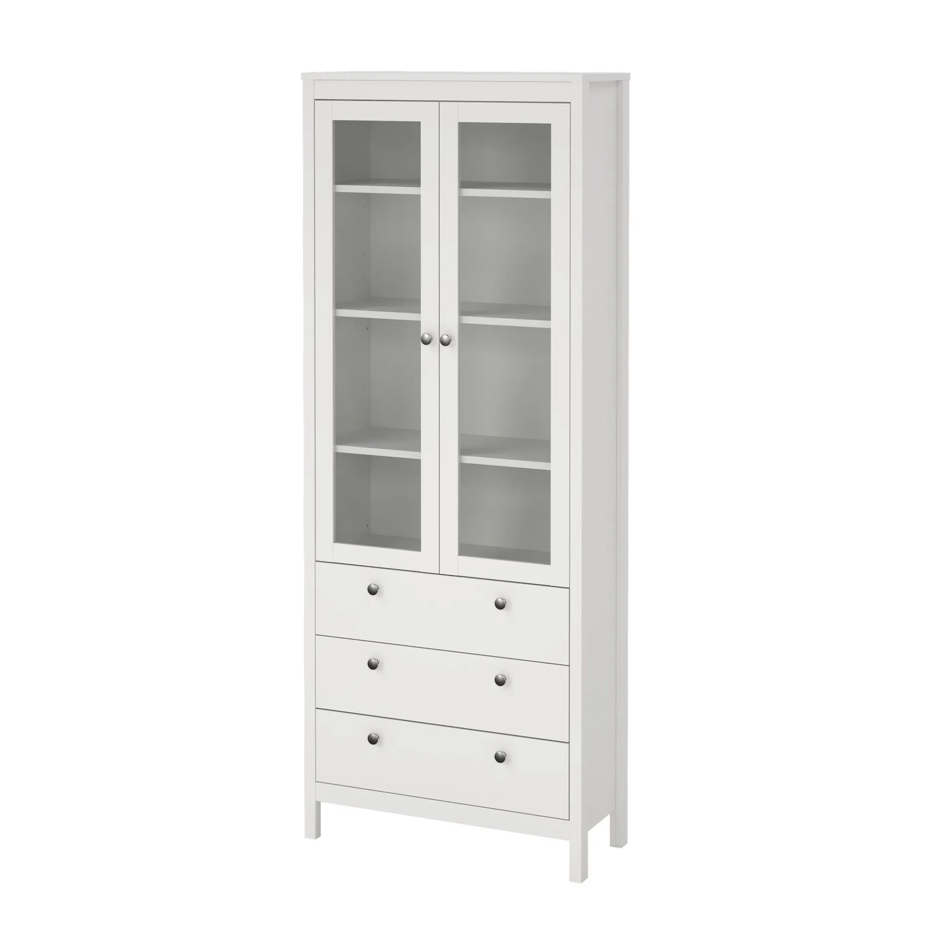 Tvilum Vitrineskap Madrid med 2 glassdører 3 skuffer 78x199 cm