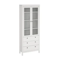 Tvilum Vitrineskap Madrid med 2 glassdører 3 skuffer 78x199 cm
