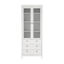 Tvilum Vitrineskap Madrid med 2 glassdører 3 skuffer 78x199 cm