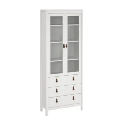 Tvilum Vitrineskap Madrid med 2 glassdører 3 skuffer 78x199 cm
