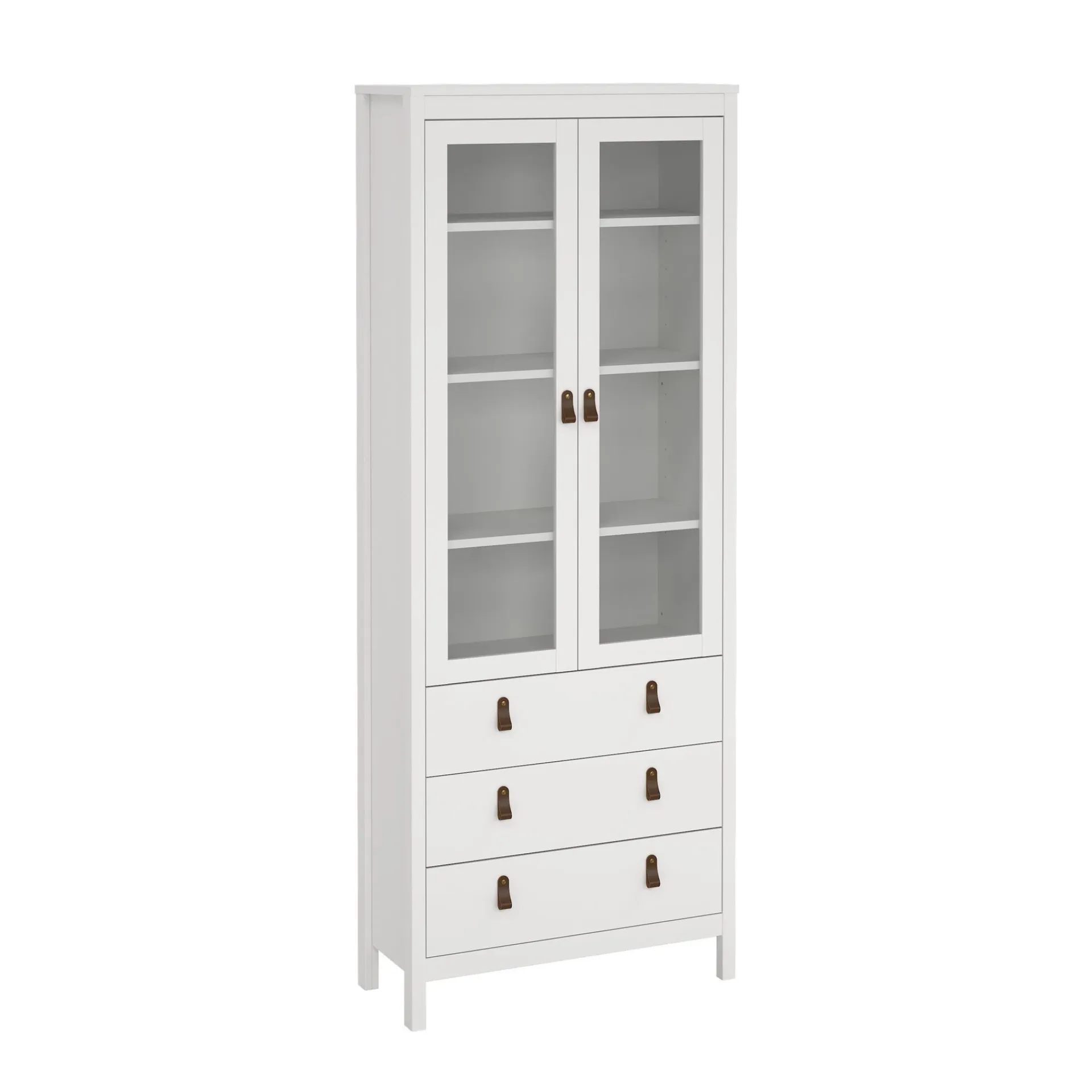 Tvilum Vitrineskap Madrid med 2 glassdører 3 skuffer 78x199 cm