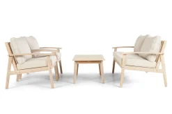 deNoord Pumper Og Irrigasjon|Loungestol Ute-Wagnera liten sofagruppe for utendørsbruk – 2-seters sofa med 2 lenestoler og salongbord i akasietre Beige