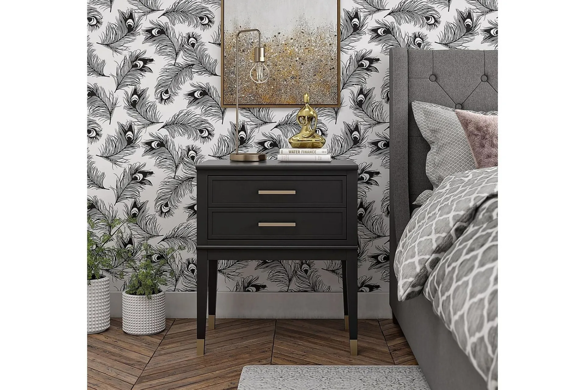 CosmoLiving Avlastningsbord-Westerleigh Avlastningsbord 60 cm Svart/Gull Svart,Gull