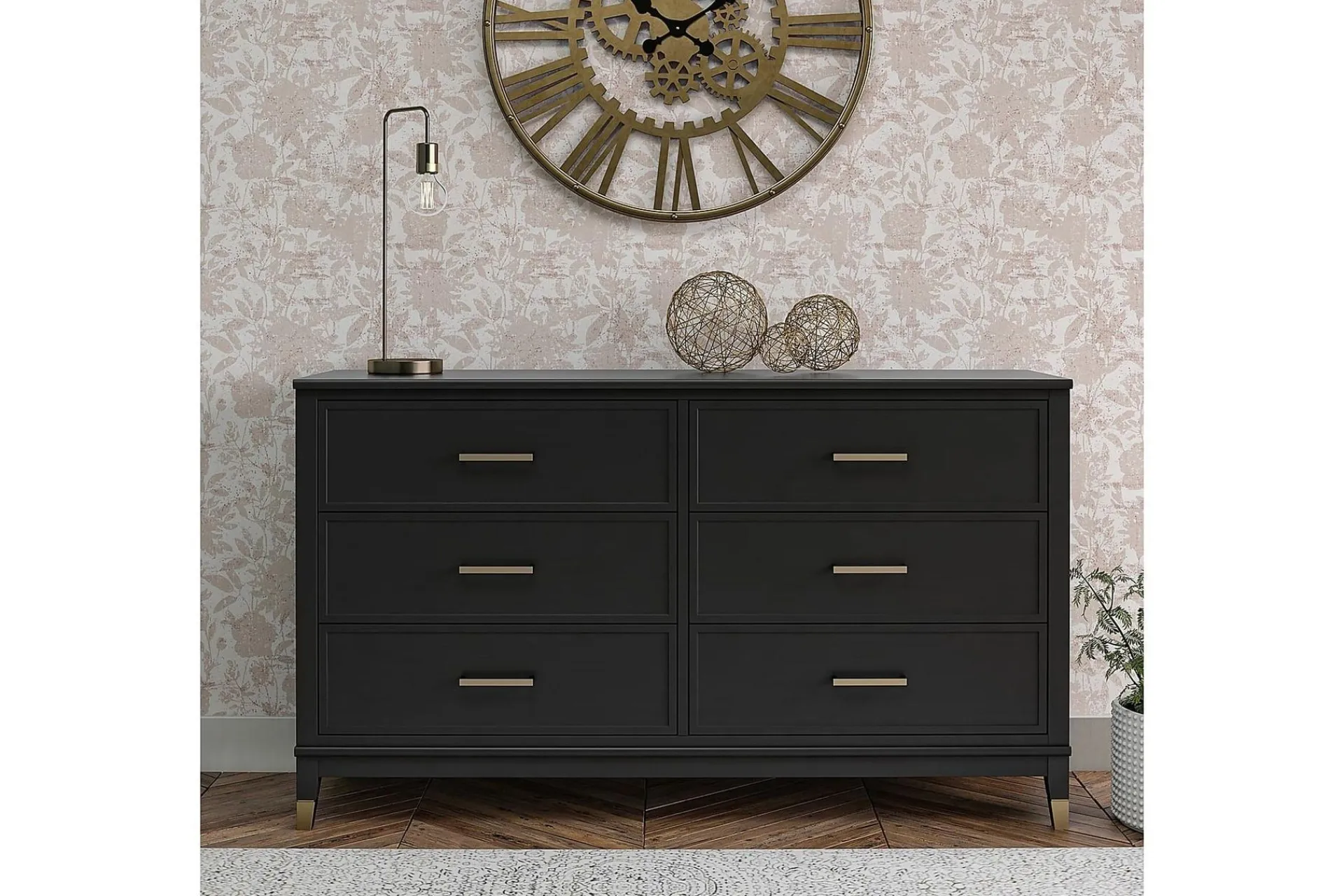 CosmoLiving Westerleigh Kommode 144x41 cm Svart/Gull