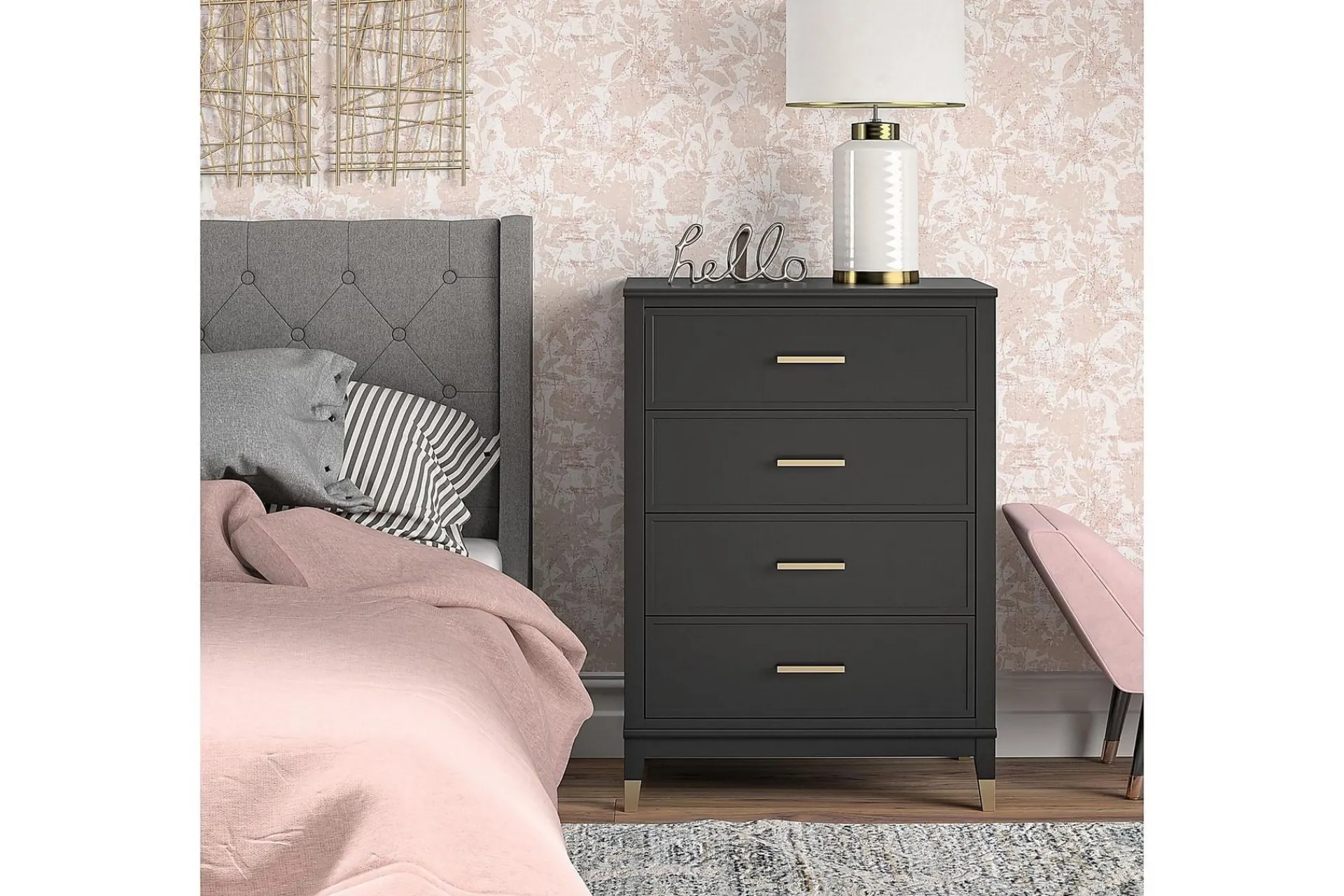 CosmoLiving Westerleigh Kommode 76x50 cm Svart/Gull