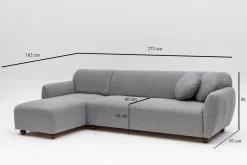 Hjørnesofa-Whitecliffs Divansofa 3-seters Grey