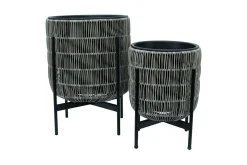 Dyrking|Tilbehør Utendørs-Wicker Blomsterkrukke på stativ 38x38xH49 cm Grå Grey