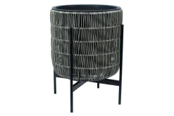 Dyrking|Tilbehør Utendørs-Wicker Blomsterkrukke på stativ 38x38xH49 cm Grå Grey