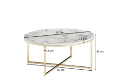 Wohnling Sofabord-Willowdale Sofabord 80 cm Rundt Hvit,Grey,Gull