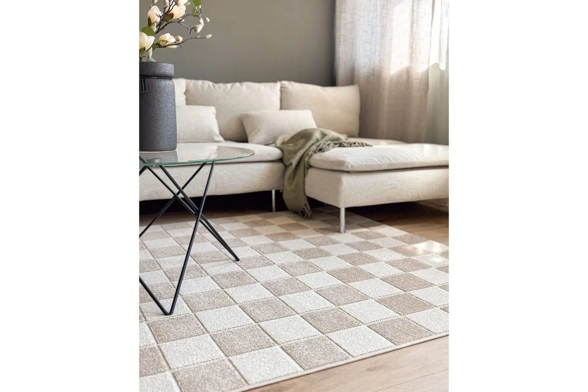 KM Home Wiltonteppe Hawaii Chess 240x340 cm, Lin, Linne