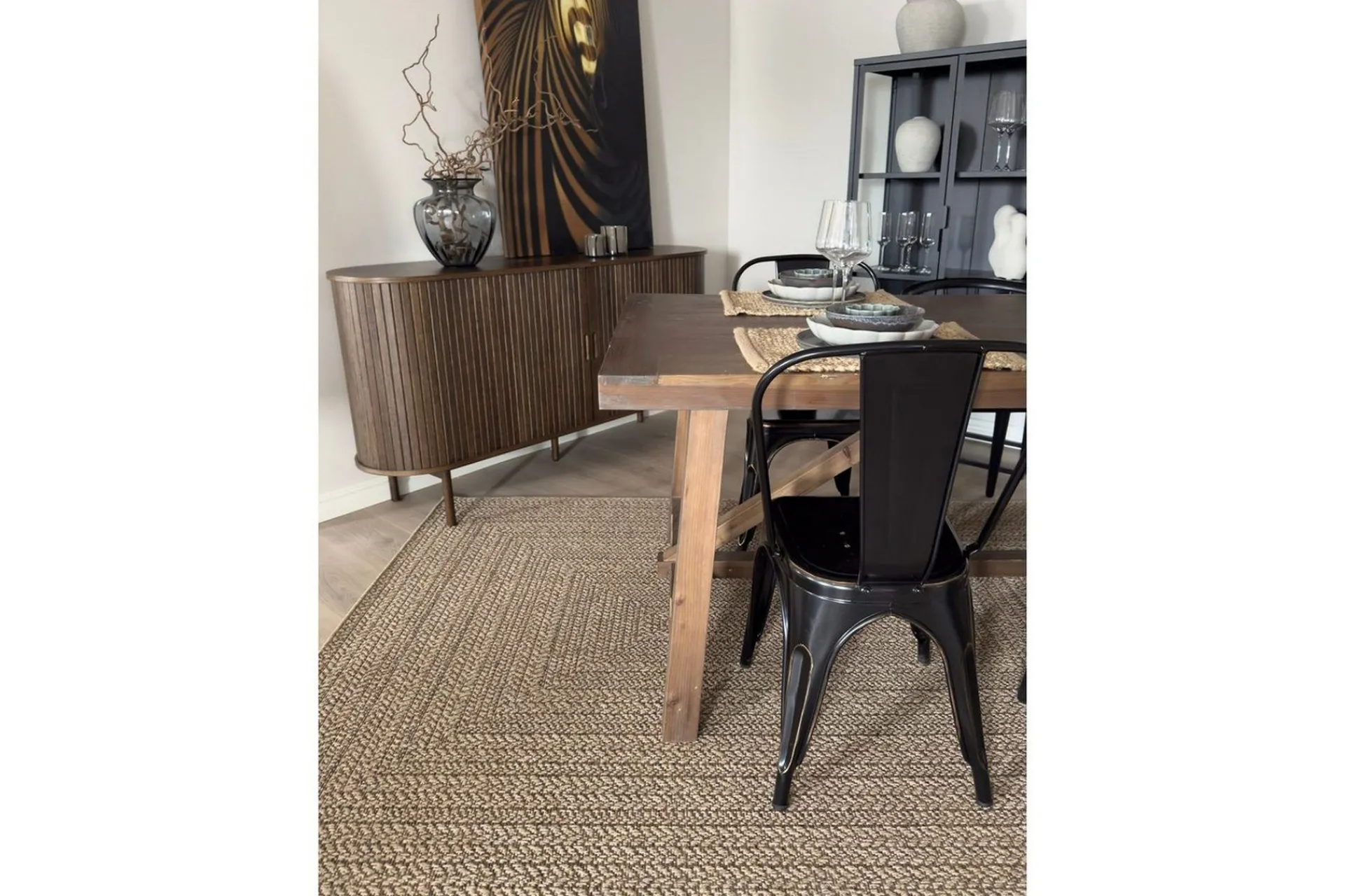 KM Home Skinn & Pelstepper|Sitteputer-Wiltonteppe al Frame 240x240 cm Natur