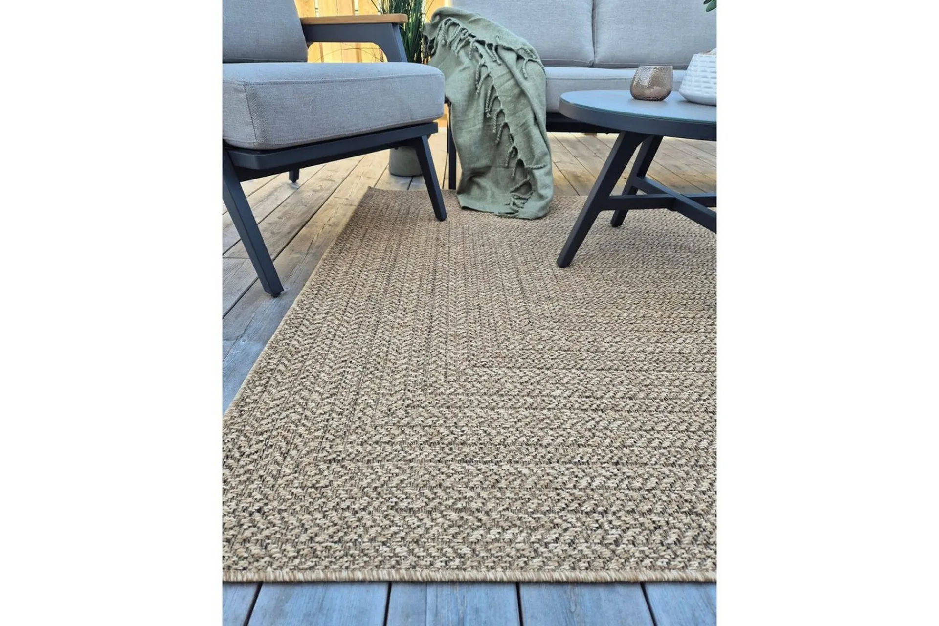 KM Home Skinn & Pelstepper|Sitteputer-Wiltonteppe al Frame 240x240 cm Natur