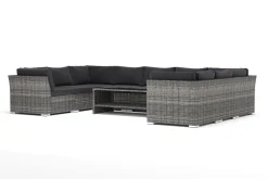 Comfort Garden Veranda & Terrasse|Loungemøbler Salg-Wisconsin utendørs U-sofa 9-seter med lukket avslutning Grå