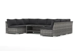 Comfort Garden Benker|Lounge Sofa-Wisconsin utendørs U-sofa 8-seter med åpen avslutning Grå