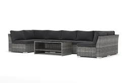 Comfort Garden Benker|Lounge Sofa-Wisconsin utendørs U-sofa 7-seter med åpen avslutning Grå