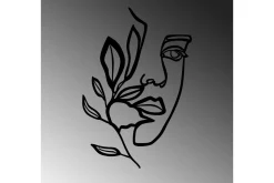 Skilt-Woman Face Behind The Branch Veggdekor Svart